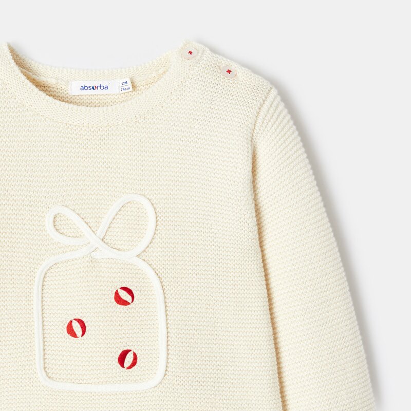 Pull de Noël en tricot blanc bébé fille Absorba Blanc