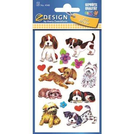 Avery Zweckform Z-Design 4340 Deko Sticker, Hunde, 3 Bogen/26 Sticker