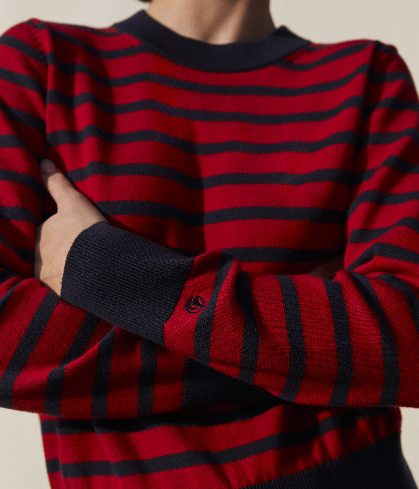 Pull en laine et coton marinière Femme