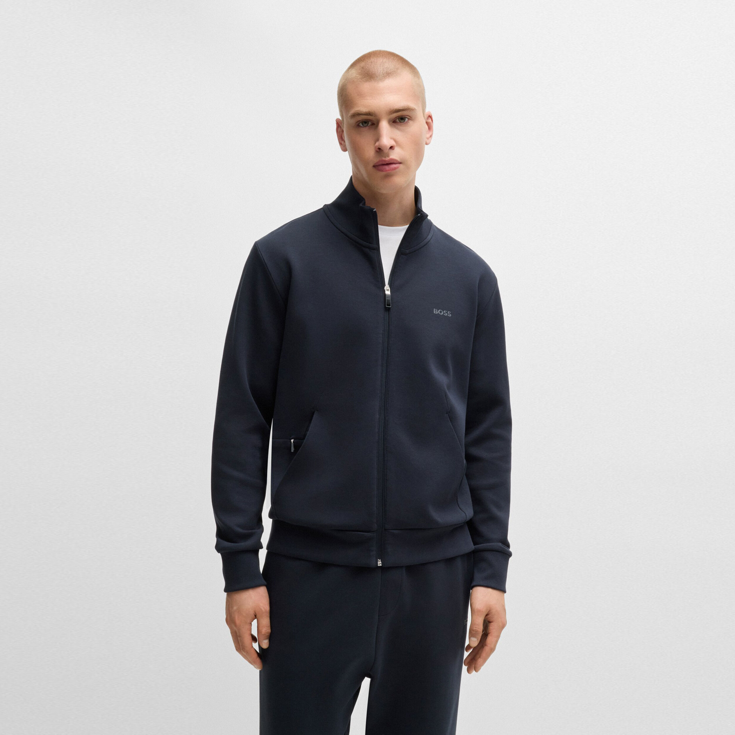 BOSS Skaz Gilet En Coton Hommes - Bleu Foncé