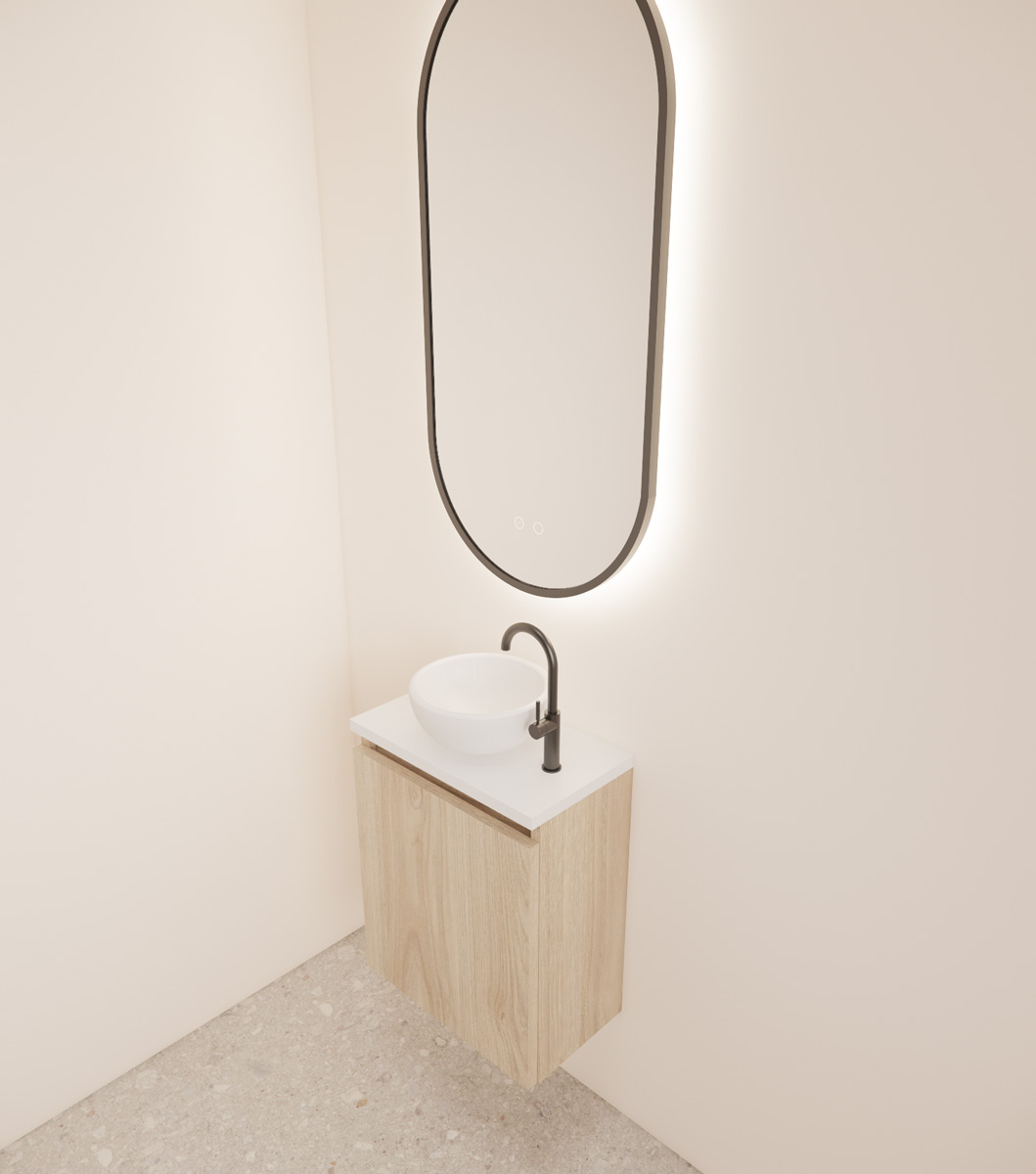 Gliss Design Echo toiletmeubel 40cm kastanje met toppaneel wit mat