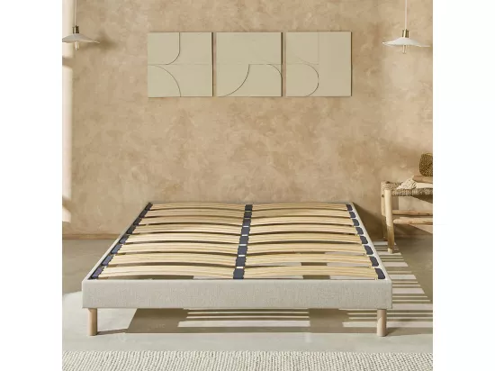 NUIT DE COTON | Sommier à lattes en bois LINO 90x190 cm | Coloris Beige | Livré en kit