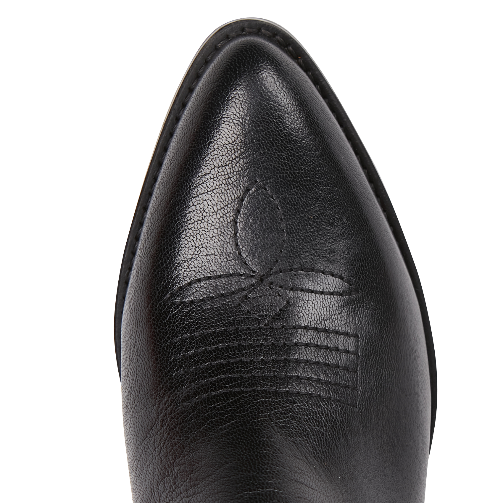 DJAMENA - Bottines surpiquées à talon en cuir| Noir