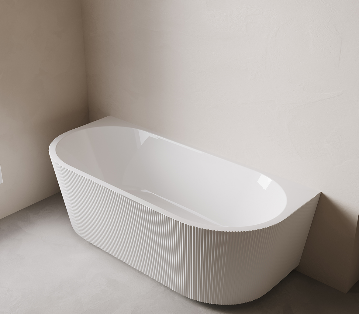 Mueller Almar half vrijstaand ligbad ribbel 170x80cm glans wit midden