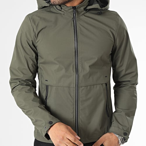 Veste Zippée Capuche Vert Kaki