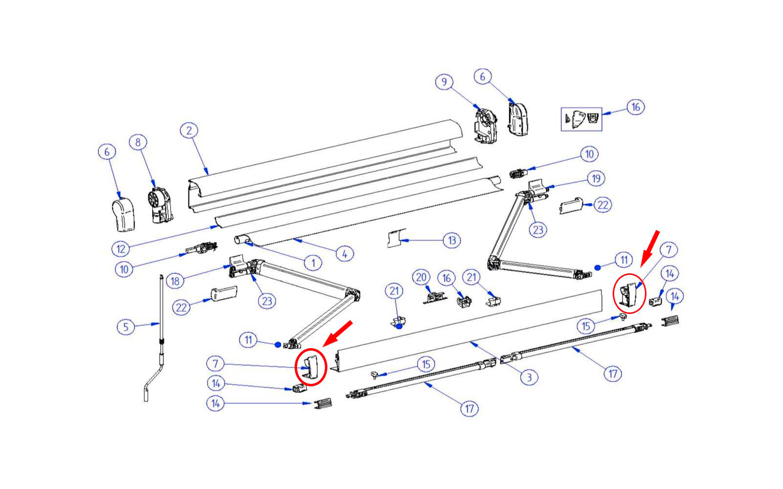 Thule Frontblendenendkappen eloxiert (links+rechts)