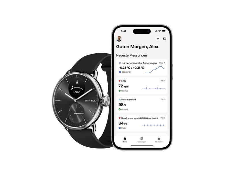 Withings Activity Tracker Scanwatch 2 Black, 38 mm Hybrid Smartwatch