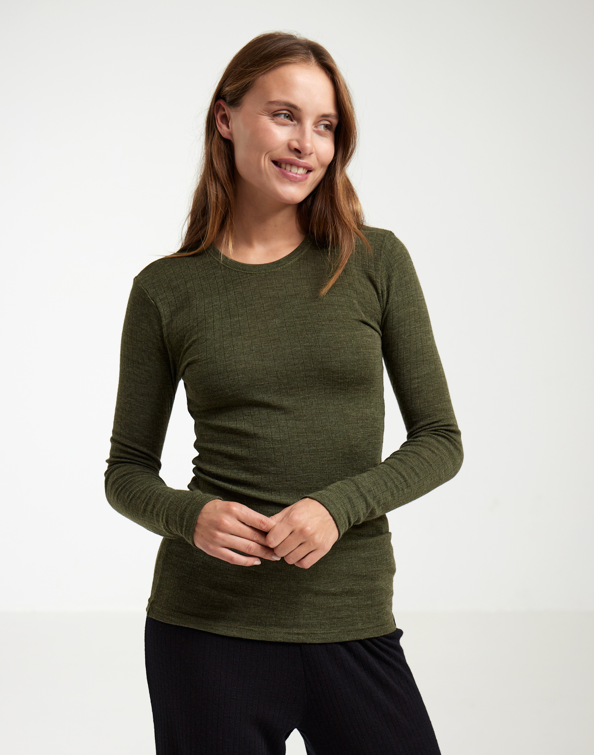 Shirt van merinowol voor dames in Grijsmelange