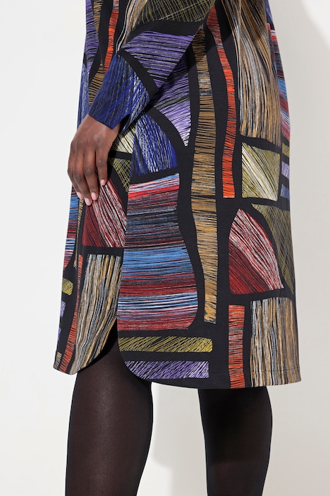 Punto-Kleid, Hemdkragen, V-Ausschnitt, Langarm, Taschen