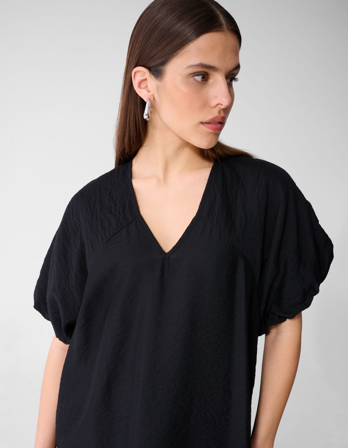 V-hals Mini Jurk Zwart
