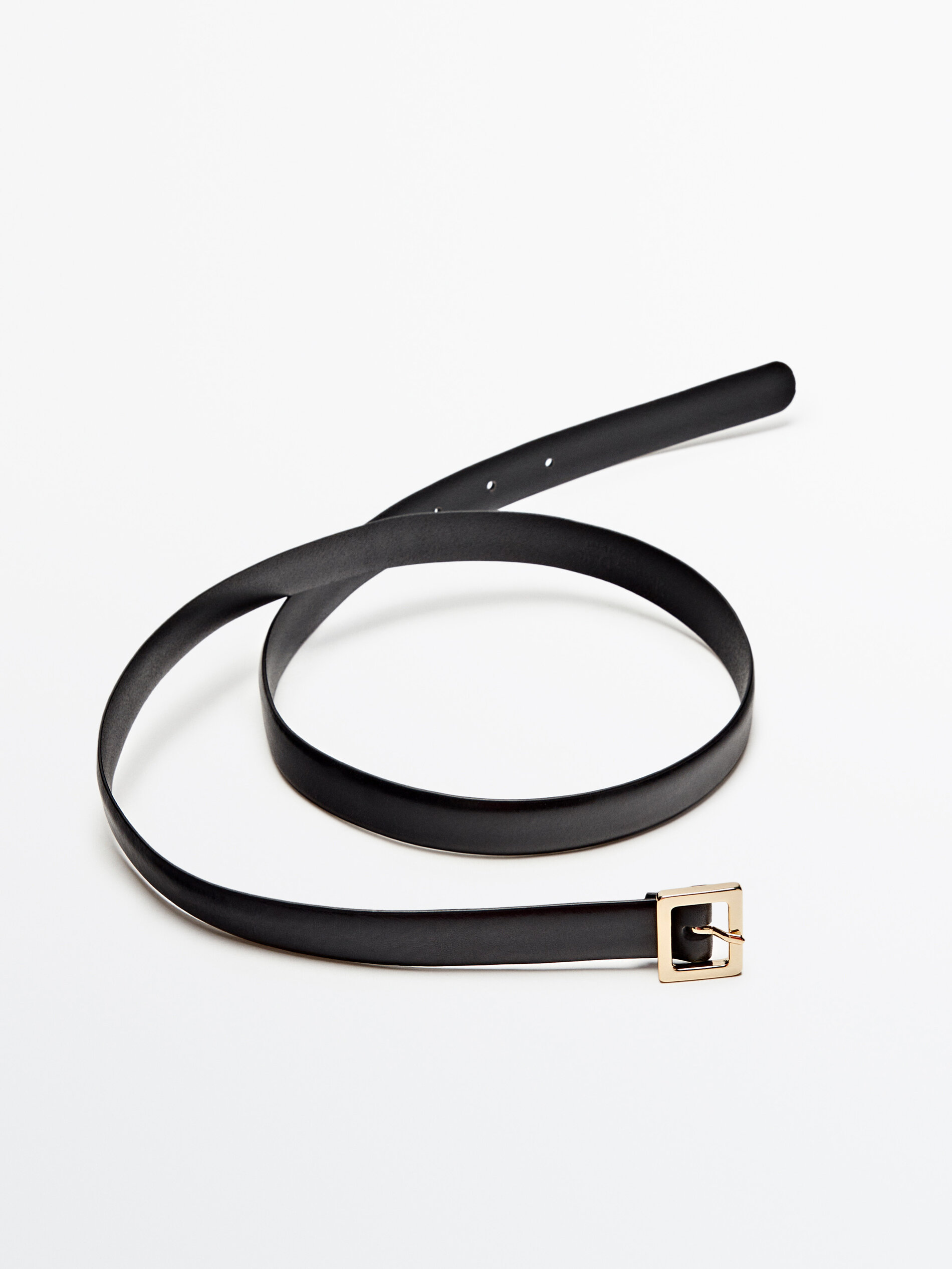 Cinto de couro com fivela vertical - PRETO