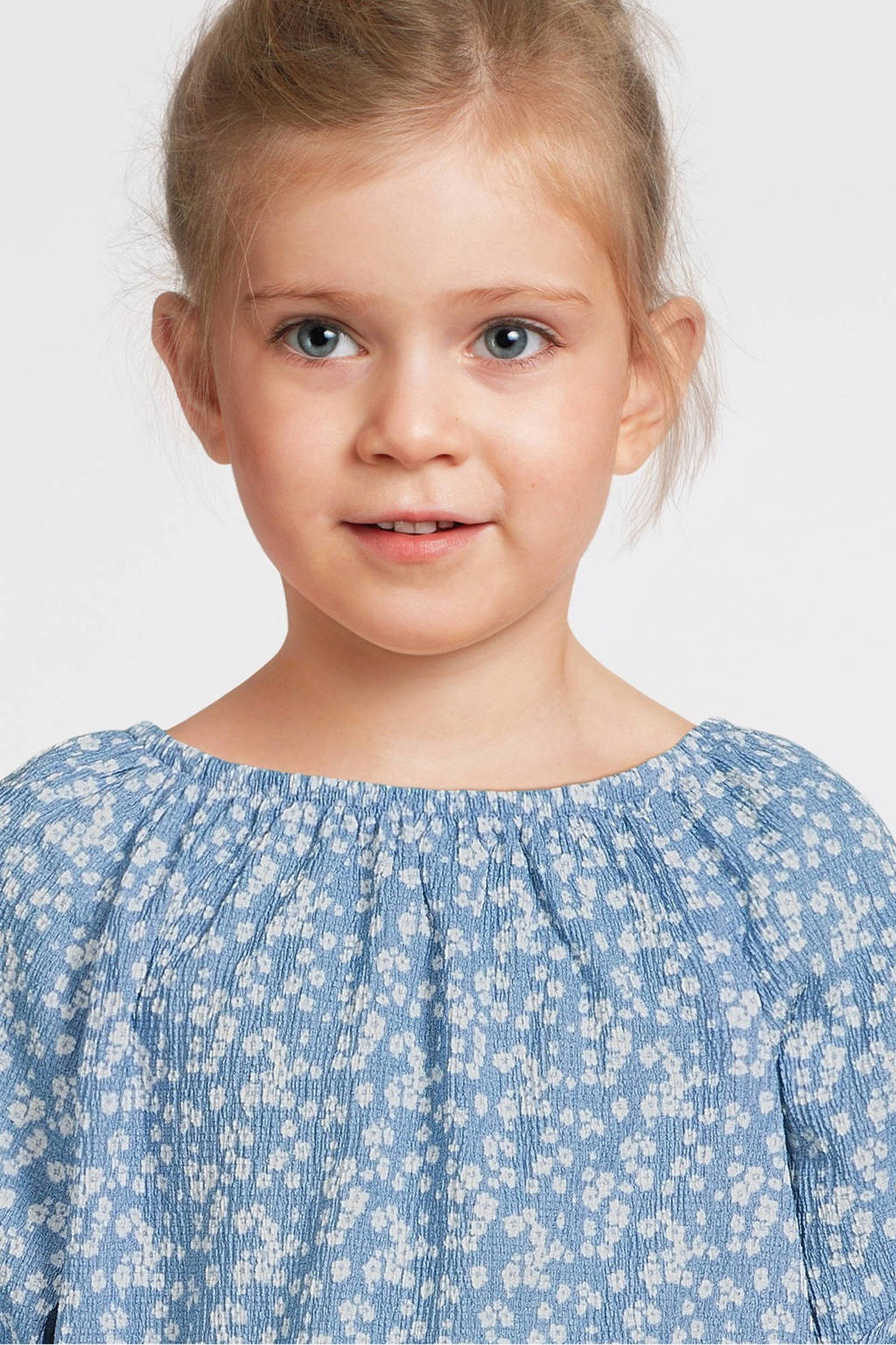VERO MODA GIRL top met all over print en textuur blauw/wit