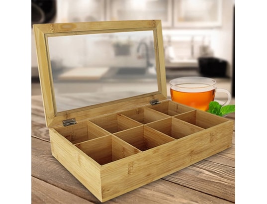 EXCELLENT HOUSEWARE - Bento - Lunch Box Boîte à thé avec 8 compartiments bambou