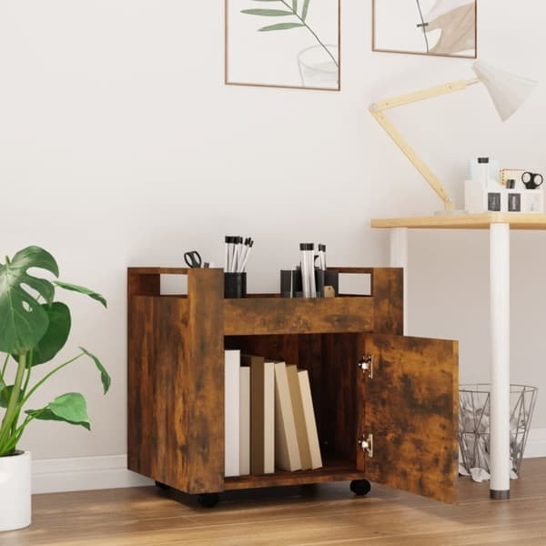 vidaXL Tralle til skrivebord røkt eik 60x45x60 cm konstruert tre