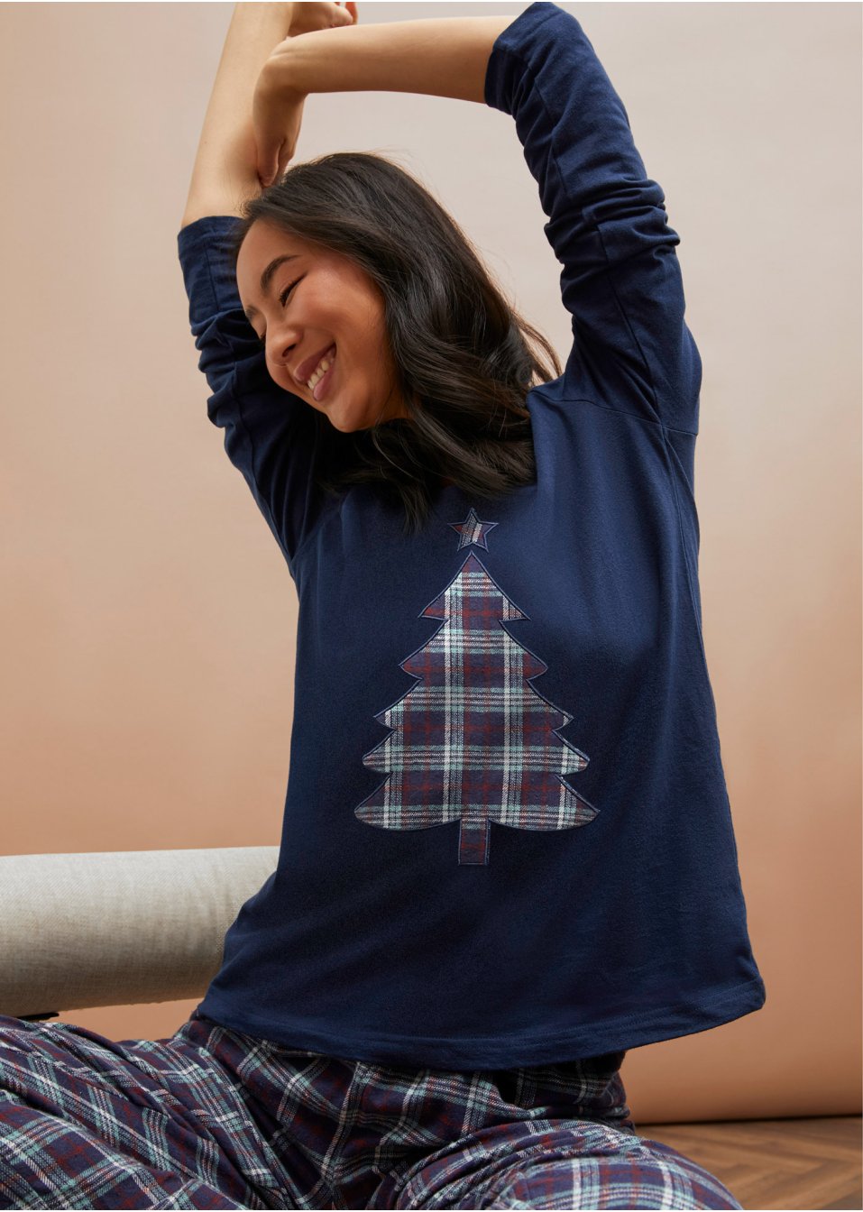 Pyjama avec application et pantalon tissé en flanelle