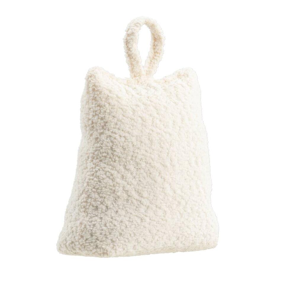Deurstopper bouclé - wit polyester - 21x17 cm