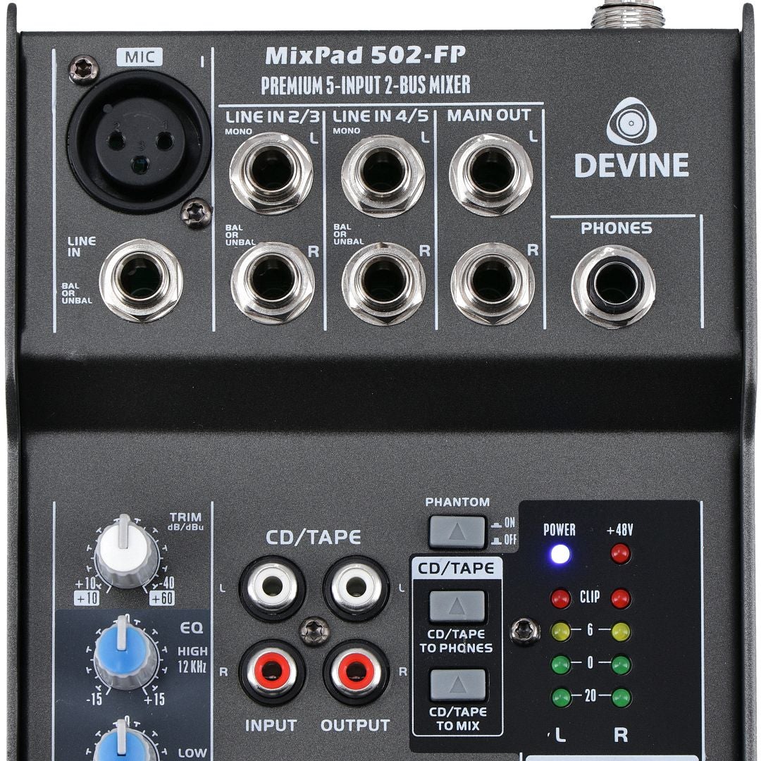 Devine MixPad 502 professionele 5-kanaals mixer