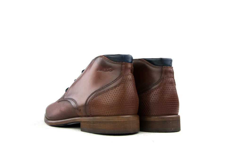 Van Lier Hoge Veterschoen Cognac Print