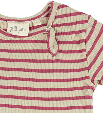 Petit Piao Sommerstrampler - Rib - Modal - Light Berry/Dark Off