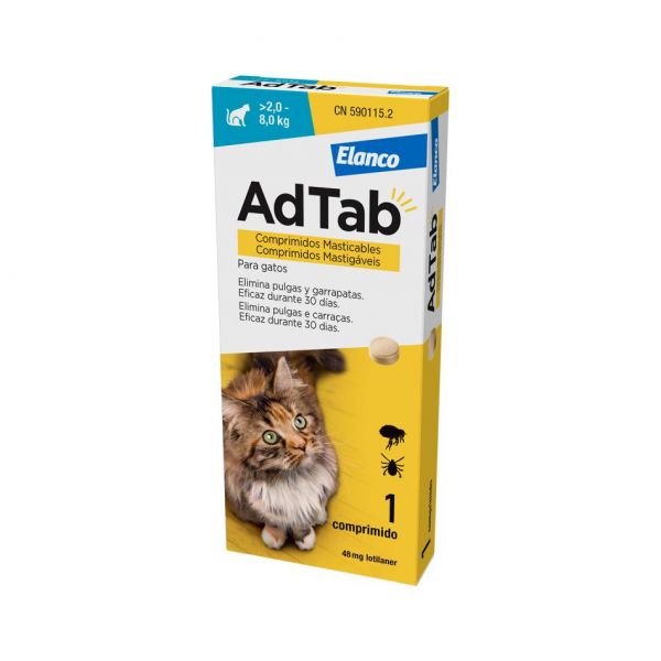 AdTab Comprimido Mastigável contra Pulgas e Carraças para Gatos de 2 a 8Kg