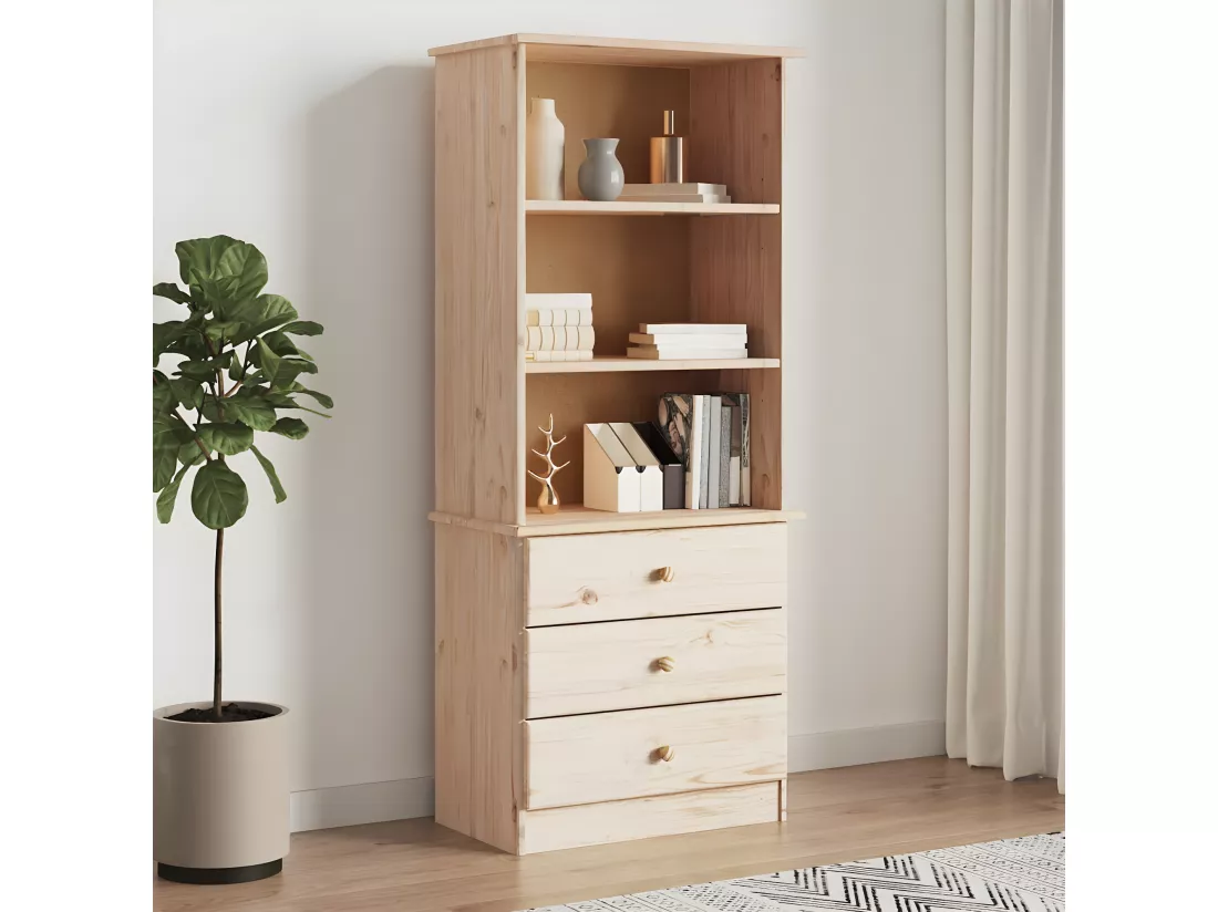 Bibliothèque avec tiroirs ALTA 60x35x142 cm bois massif de pin