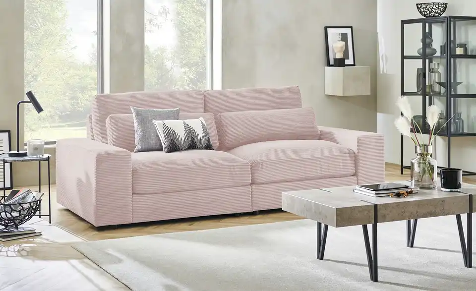 Element Branna Rosé Cordstoff mit Armlehne rechts