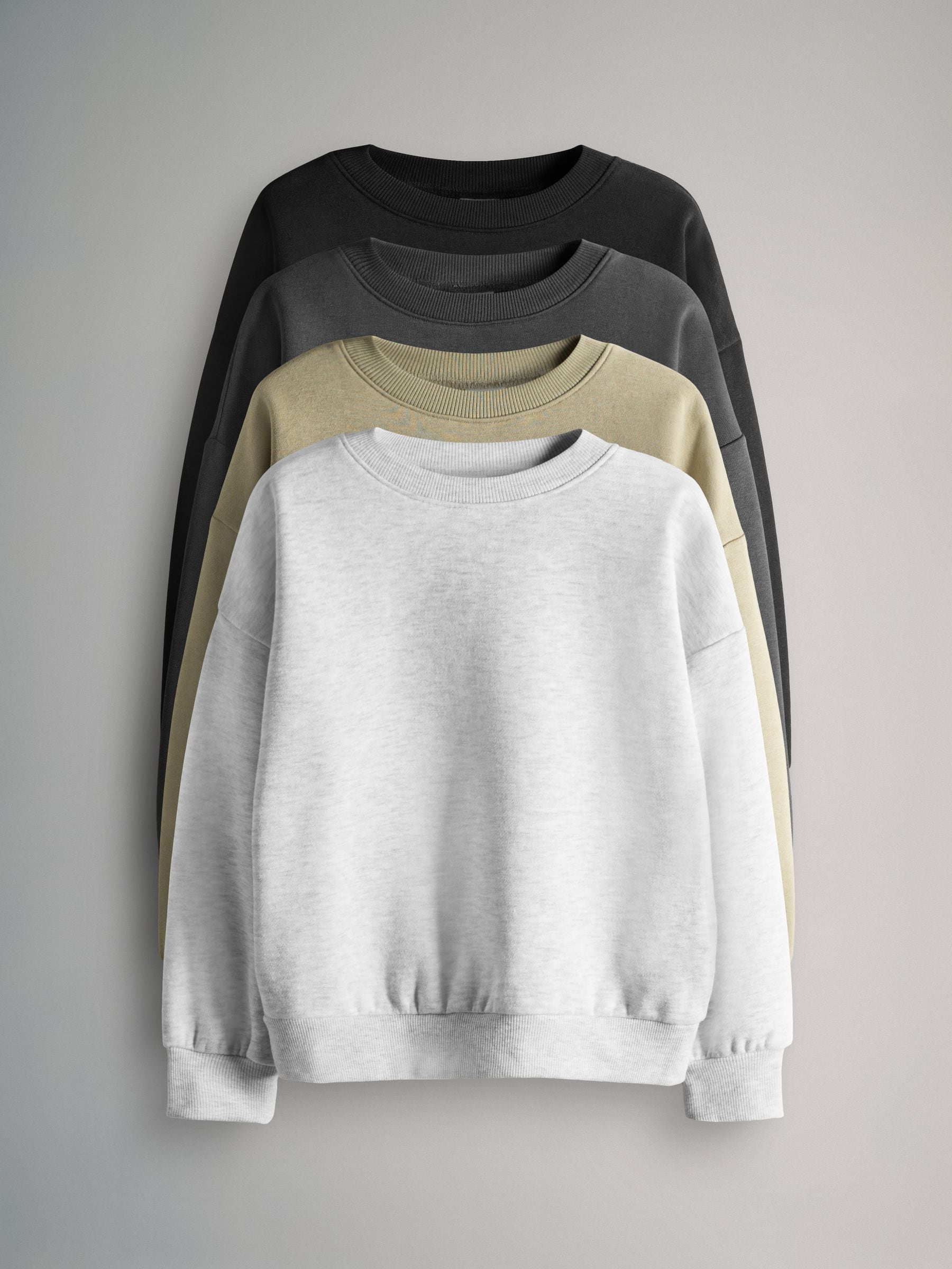 Black/Grey/Green - The Set 4 Pack Crew Neck Jersey Sweatshirts