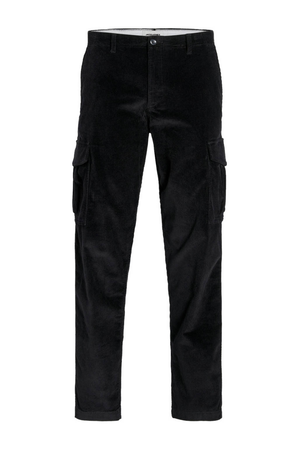 JACK & JONES corduroy relaxed cargobroek JPSTKANE JJBASIC zwart