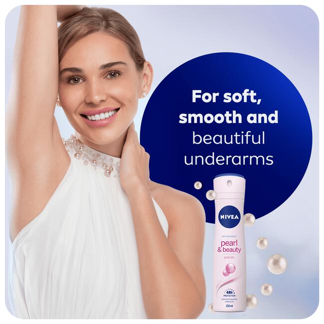 NIVEA Pearl & Beauty Deodorant Spray - Voor egale en gladde oksels - Met parelextracten - Beschermt 48 uur - 150 ml