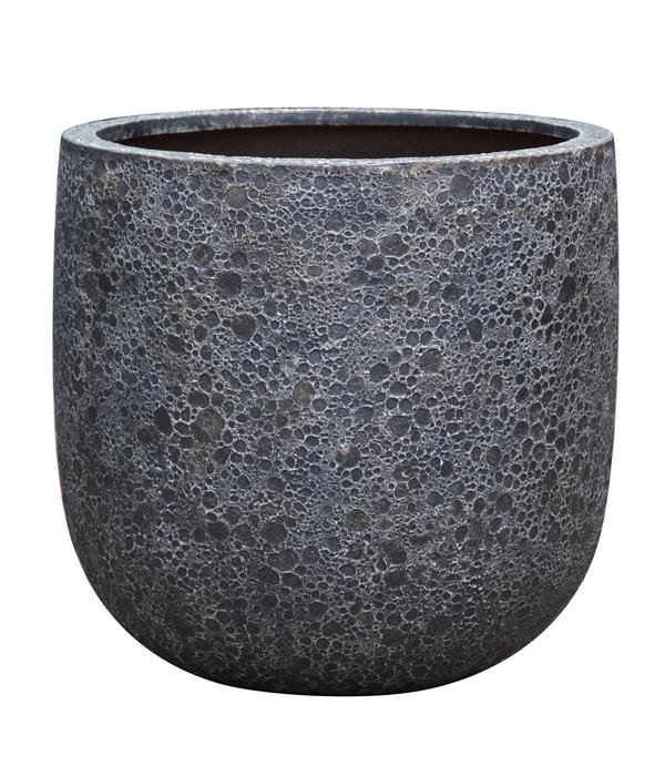 Dehner Polystone-Topf Lava, rund, schwarz