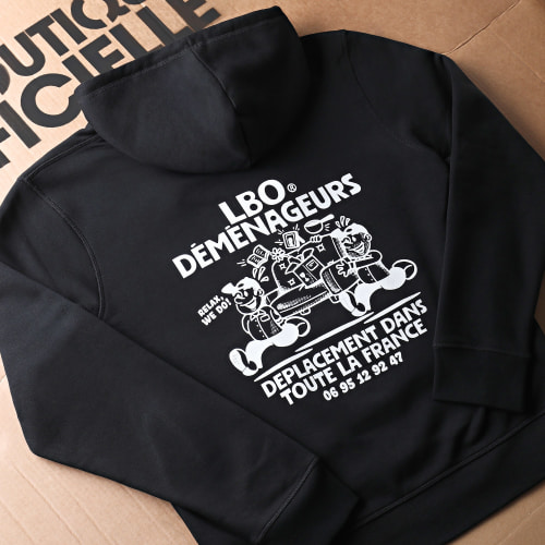 Sweat Capuche Drop Collection Déménageurs Noir Blanc