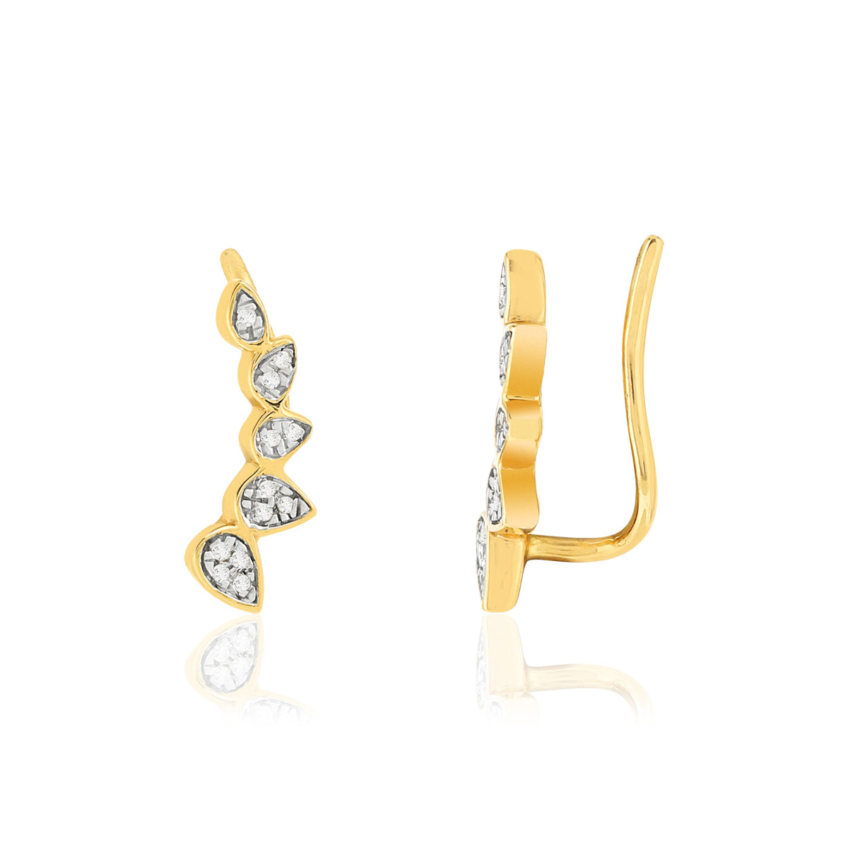 Boucles d'oreilles contours or 375, 2 tons, diamants.