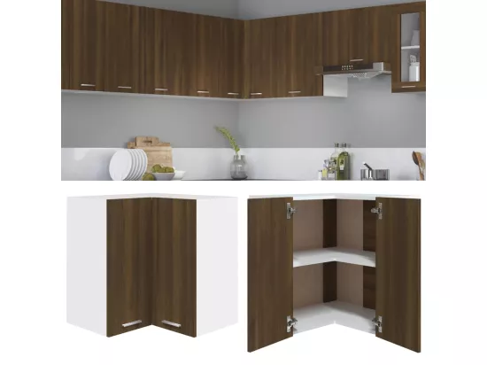 Armoire d'angle suspendue Chêne marron Bois d'ingénierie