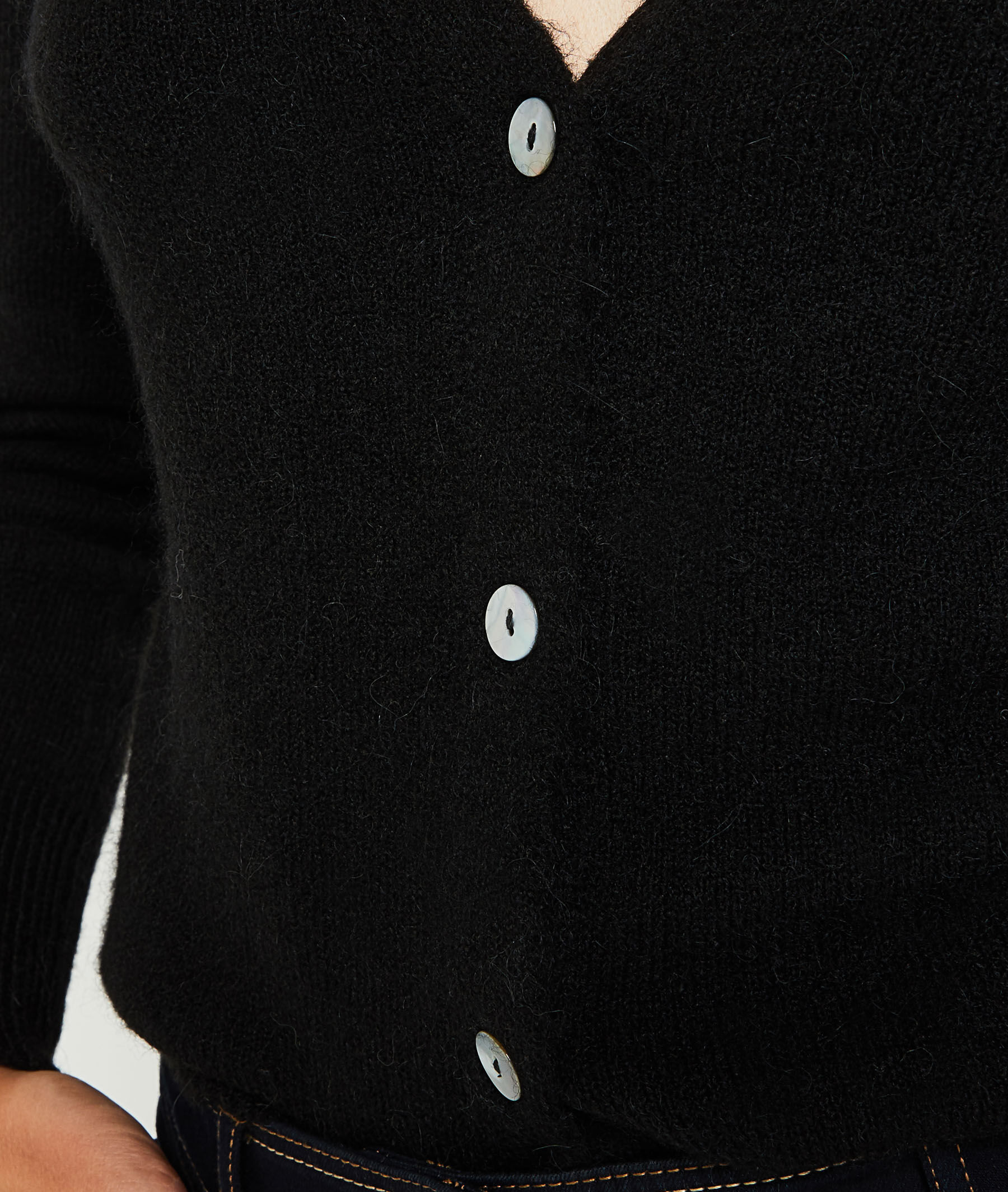 Gilet col V femme - NOIR