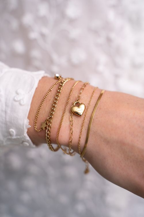 Schakelarmband met strass steentje & sterretje
