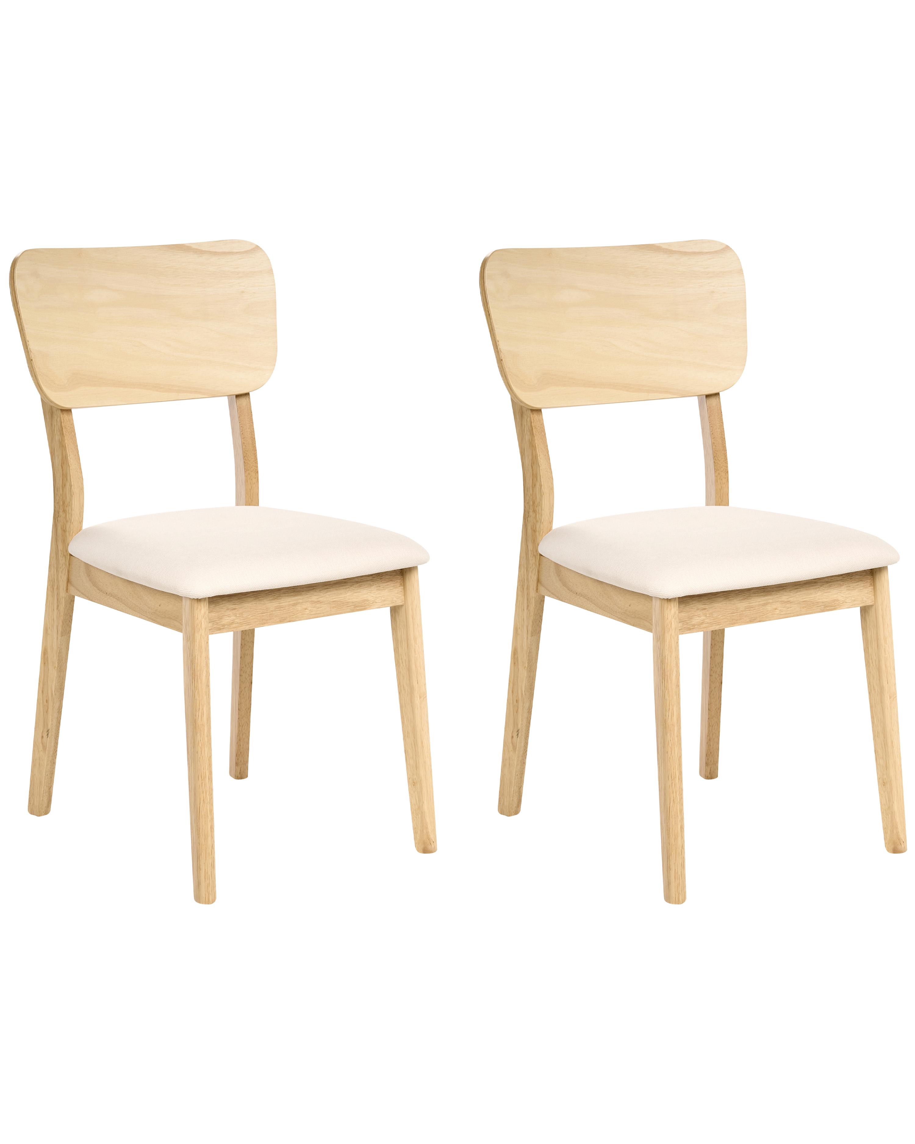 Set van 2 eetkamerstoelen MINIER Hout Lichtbruin/beige