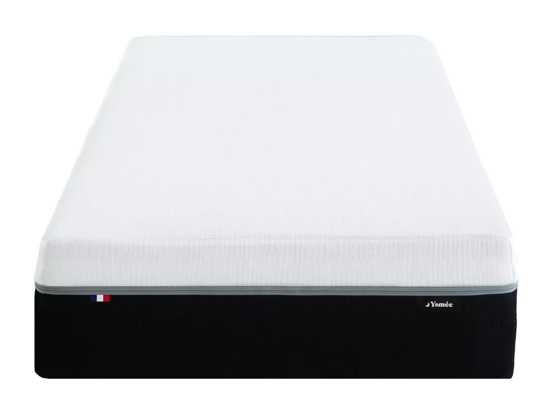 Ensemble 90 x 190 cm sommier coffre blanc + matelas hybride anti-feu ressorts ensachés 7 zones et mémoire de forme ép.29cm - SIVA de YSMÉE