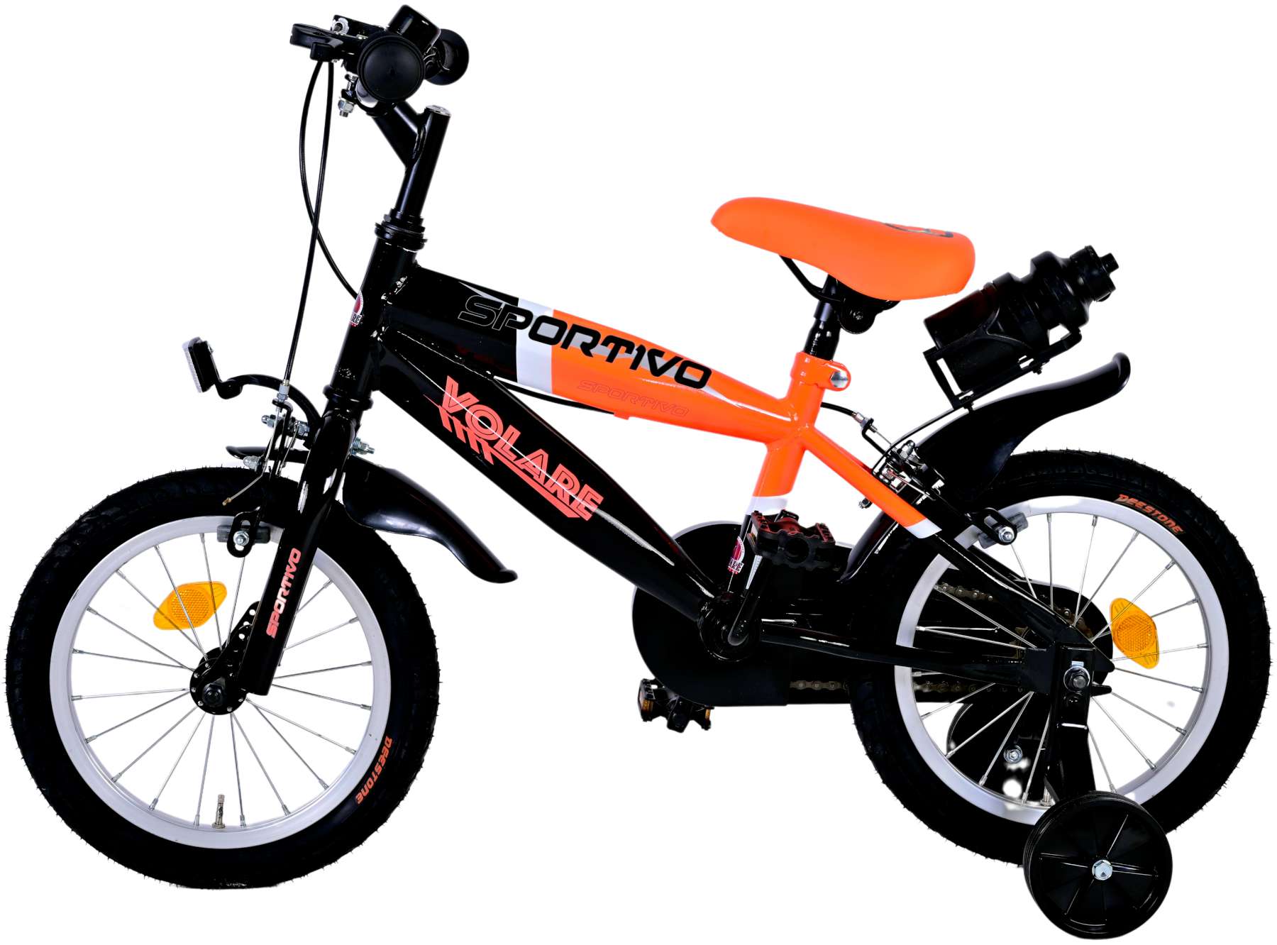 Kinderfahrrad Sportivo Jungen 14 Zoll Kinderrad Neon Orange Schwarz