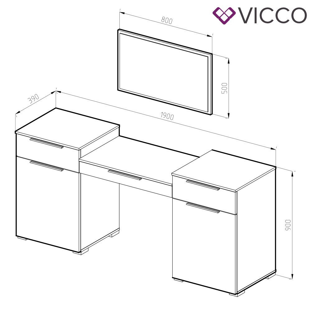 Vicco Schminktisch Lilli Frisiertisch Kommode Frisierkommode Spiegel Weiß inklusive Bank