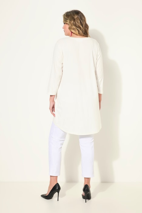 T-Shirt, A-Linie, Rosen-Motiv, 3/4-Ärmel