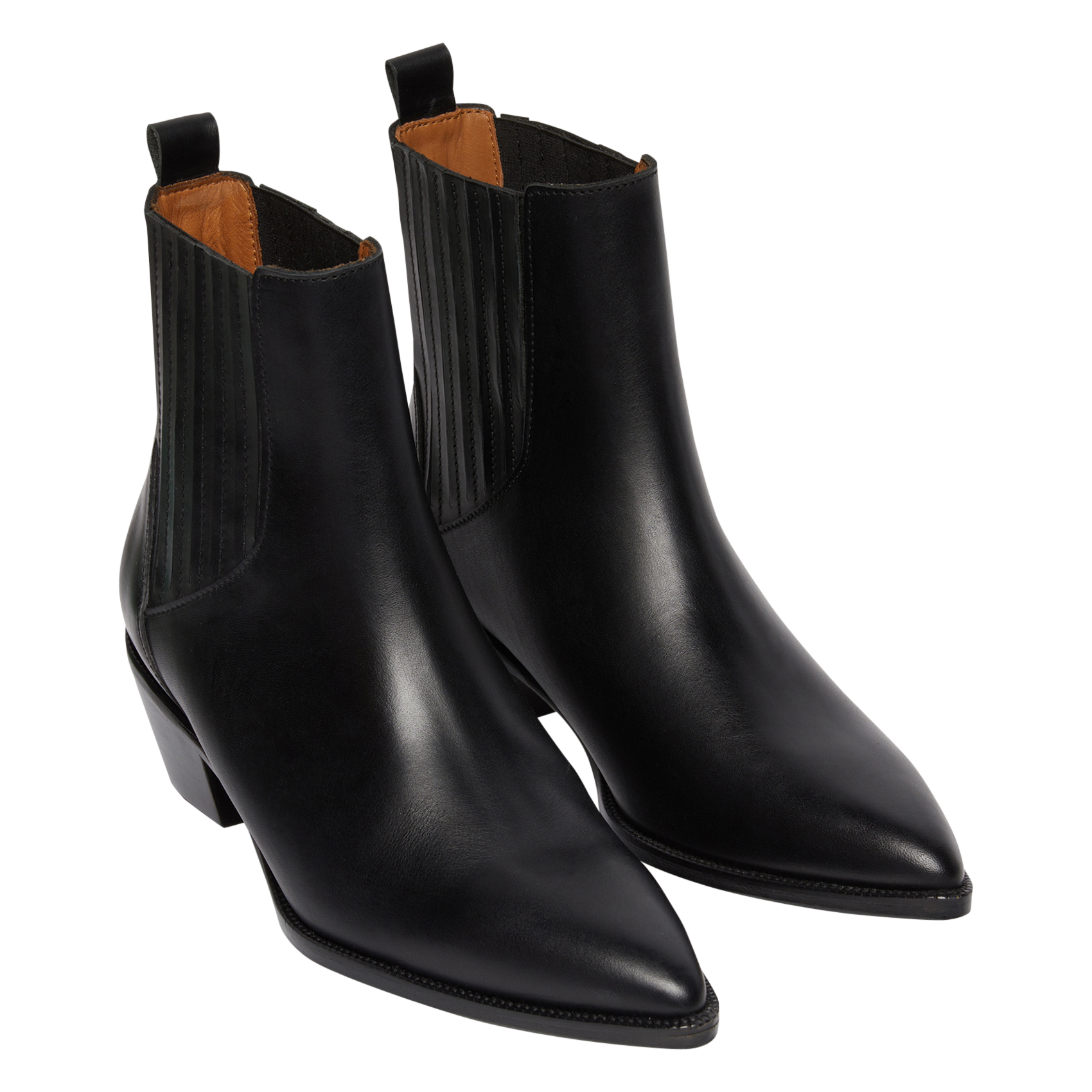 Bottines western en cuir| Noir