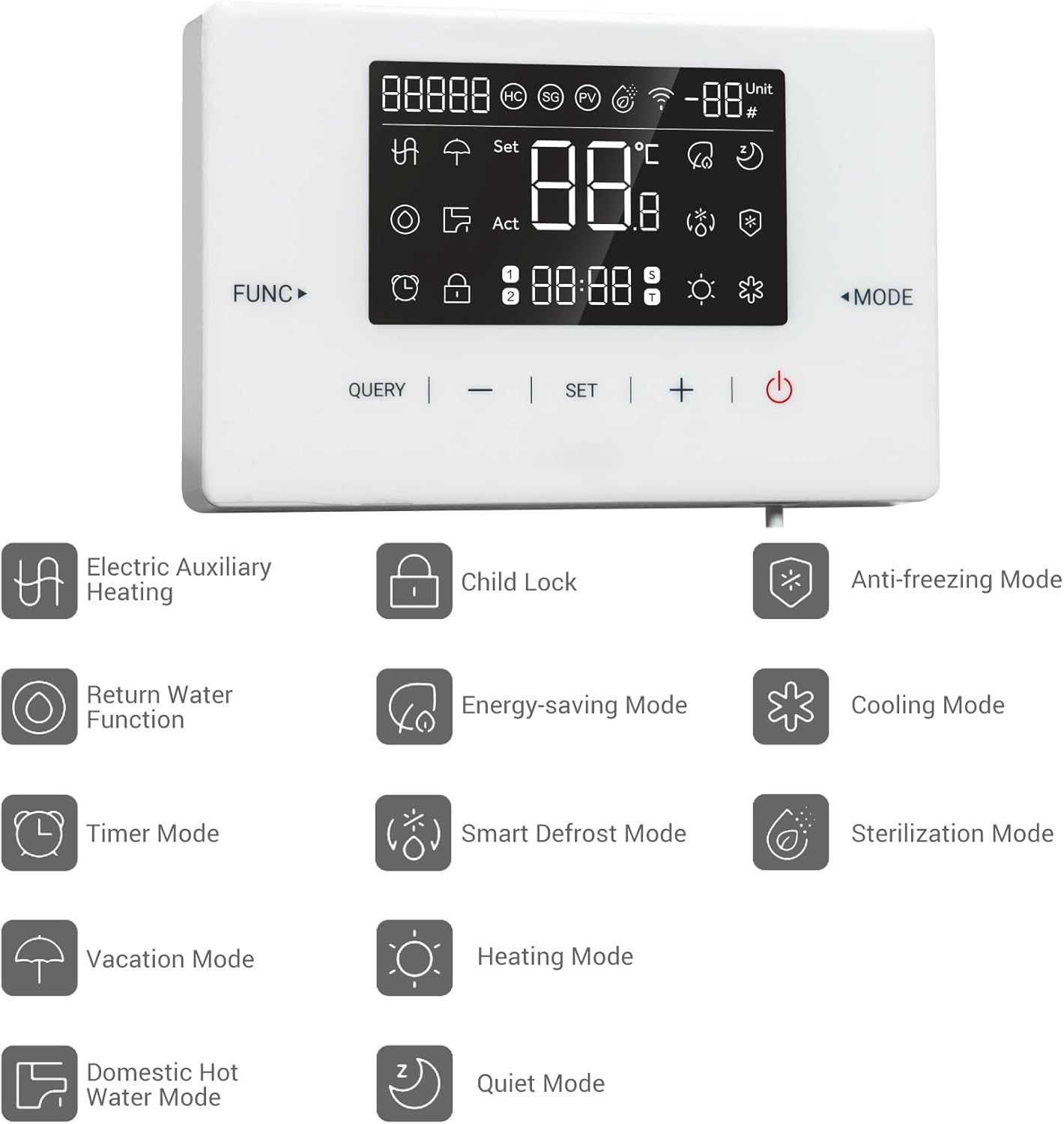 R290 Warmwasser Wärmepumpe 16 kW, A+++ Wärmepumpe für Warmwasser, SCOP 5.1, Luftwärmepumpe, Geräuschloser Betrieb, 3 Temperaturregelungsmodi, 5-75 ℃