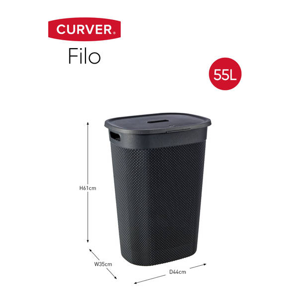Curver Filo Wasmand met deksel 55L antraciet