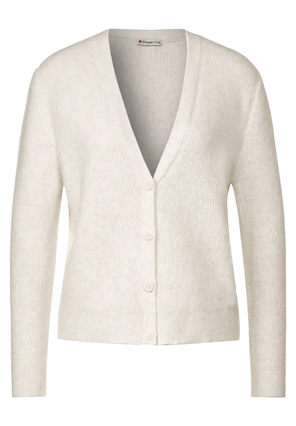 V-Ausschnitt Cardigan - cream white melange