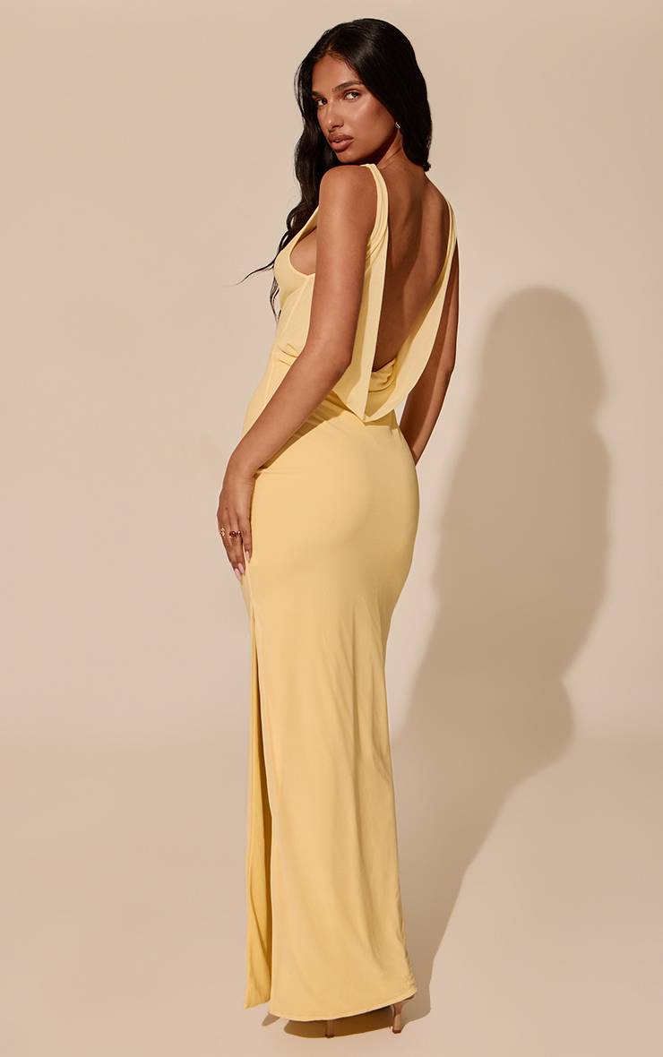 Citron Robe Longue Sans Manches En Mousseline Avec Col Bénitier Extrême