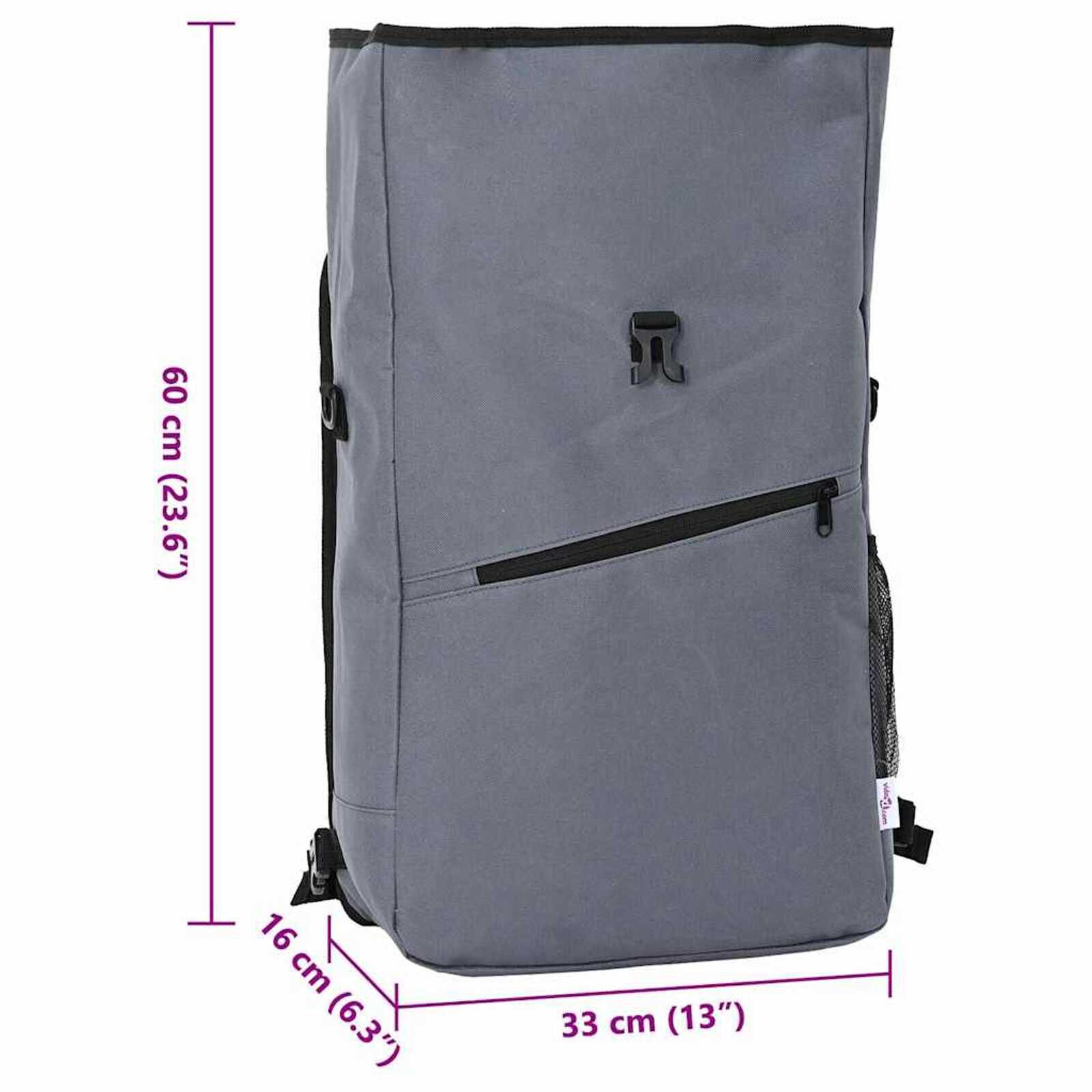 vidaXL Fietstas Grijs 33 x 16 x 48 cm Polyester