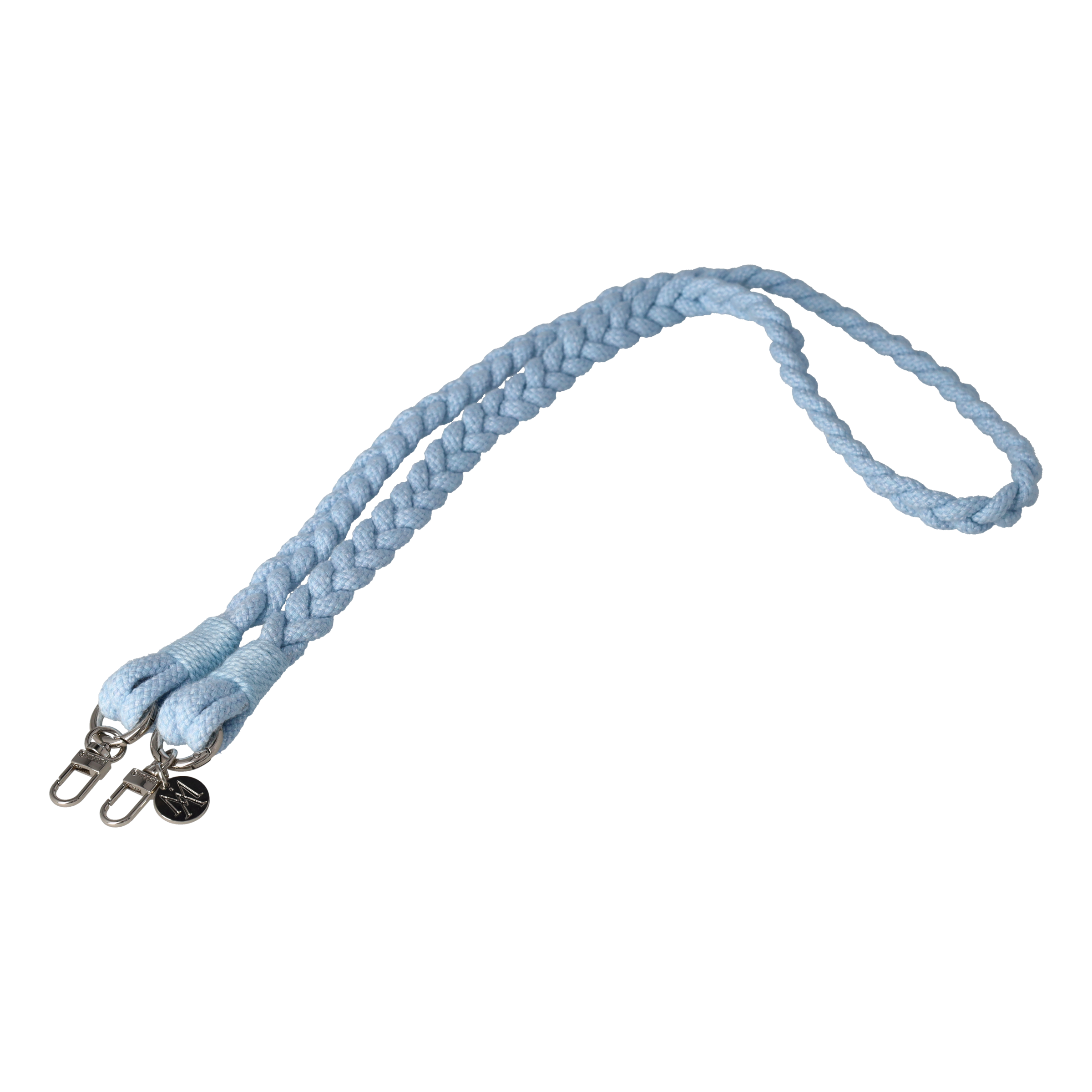 Handgemachte Handykordel Geflochtenes Umhängeband für Handyhüllen Silver - Light Blue
