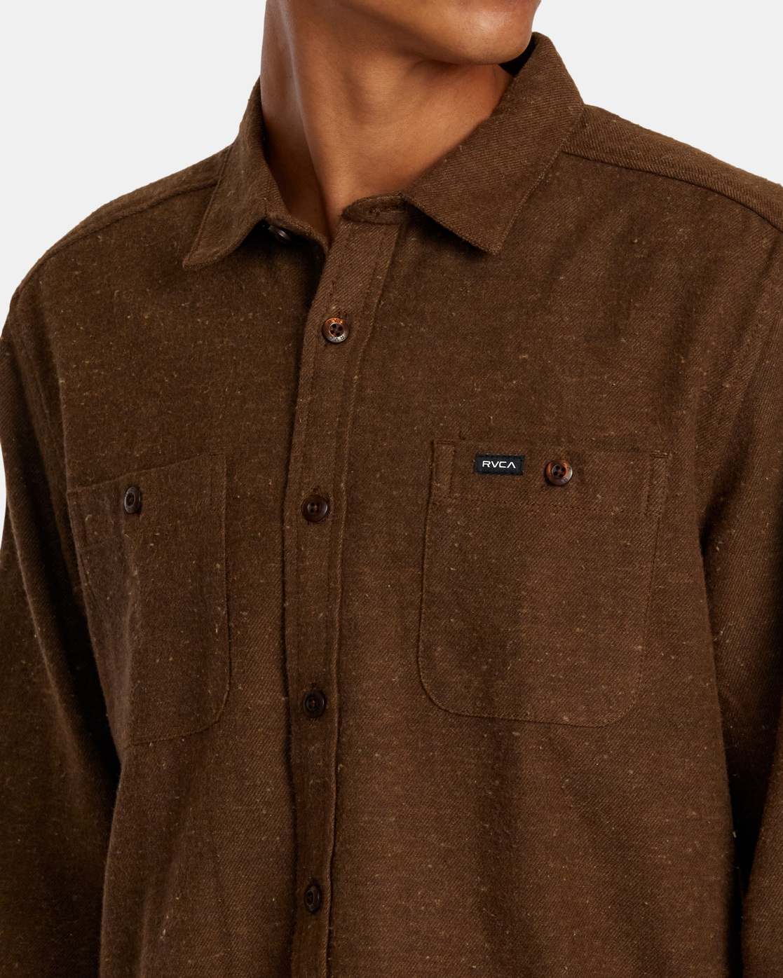 Rvca Harvest Neps LS Shirt Bombay Brown