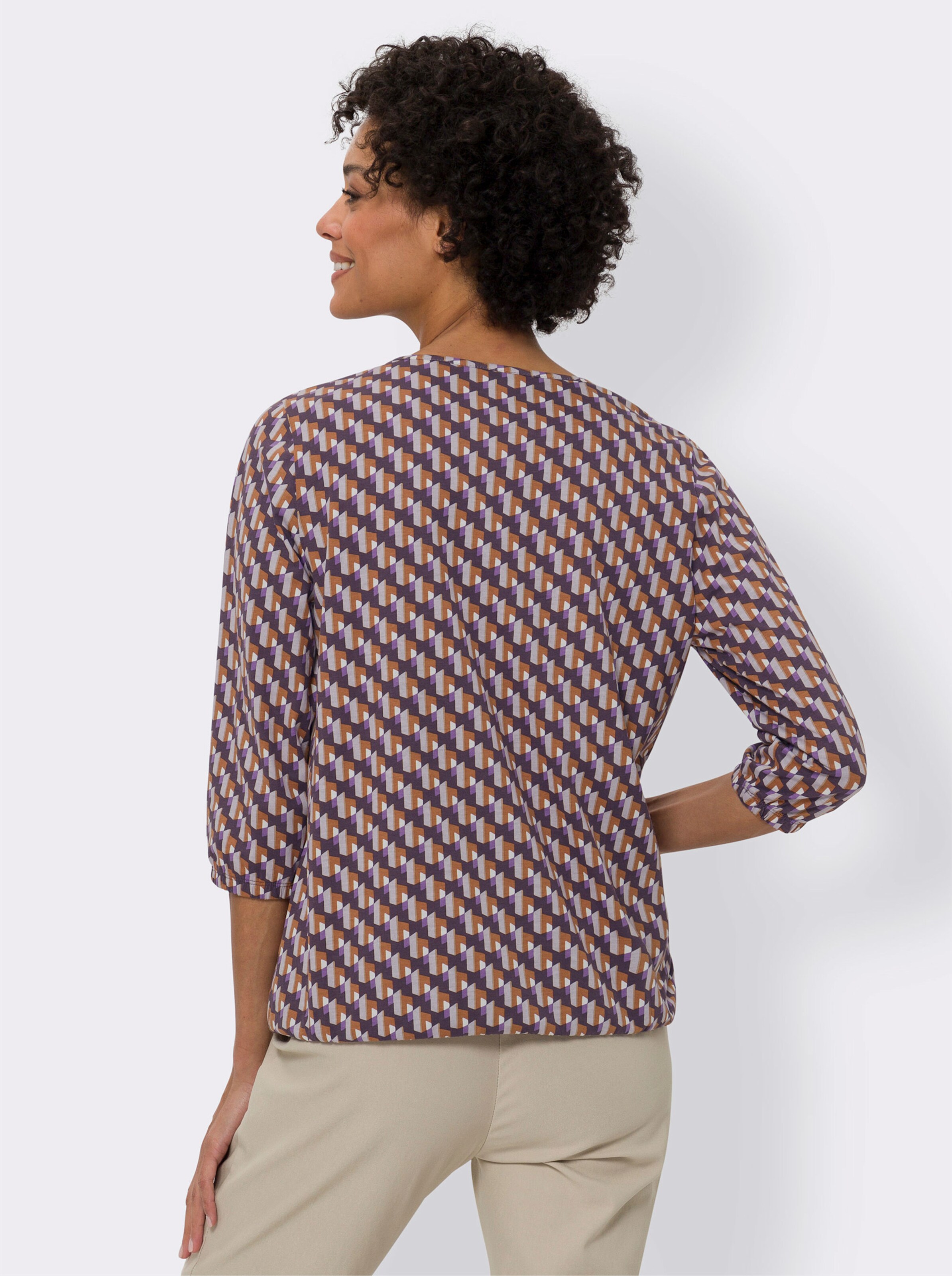 34-Arm-Shirt im grafischen Muster