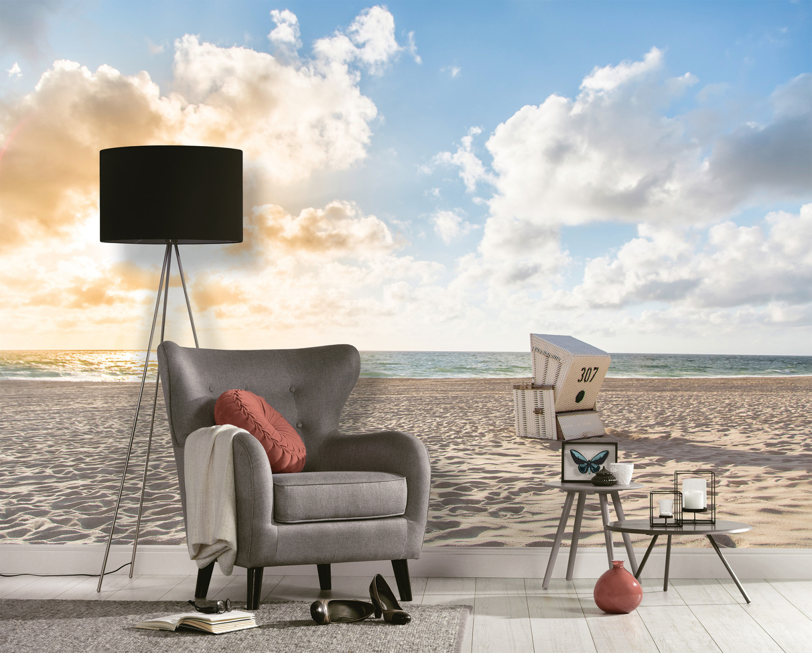 Fototapete DESIGNWALLS - braun-blau - Strand - 2,55 Meter